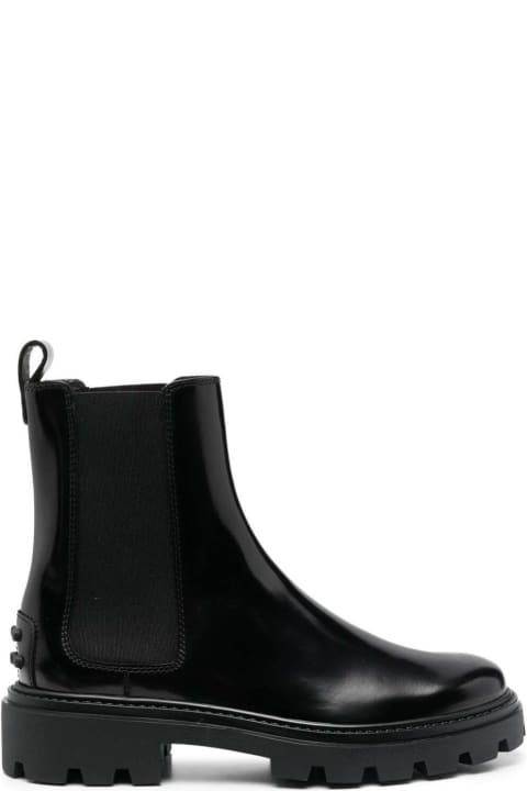Boots for Women Tod's Black 'beatles' Bootie With Stretch Inserts And Rubber Detail In Leather Woman