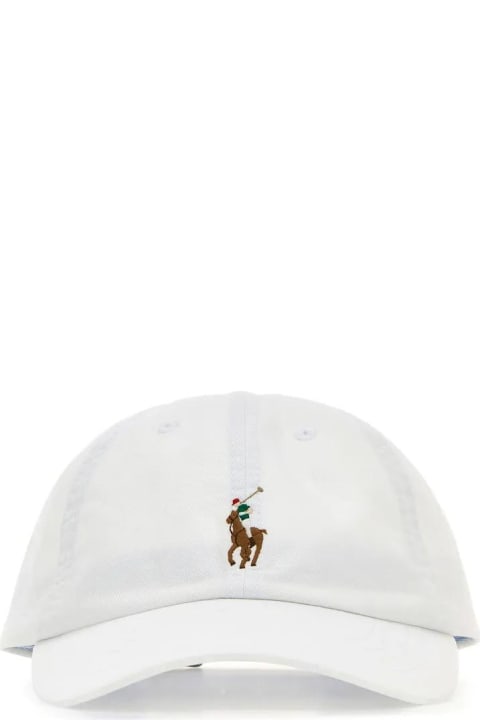 メンズ Ralph Laurenの帽子 Ralph Lauren White Stretch Cotton Baseball Cap