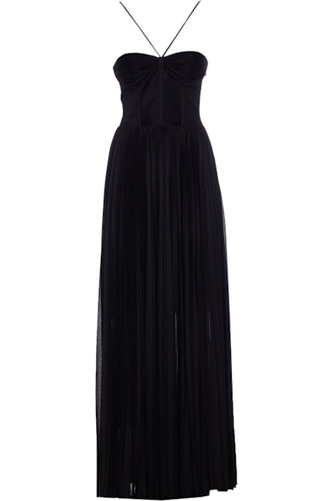 Pinko Dresses for Women Pinko Cross Shoulder Strap Pleated Maxi Dress