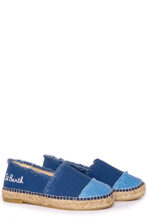 MC2 Saint Barth أحذية كعب ودجز لـ السيدات MC2 Saint Barth Denim Canvas Espadrillas With Embroidery