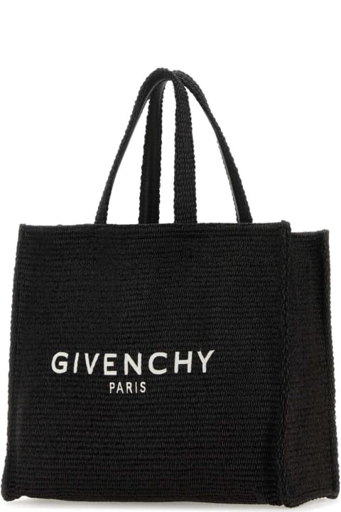 Givenchy Totes for Women Givenchy Black Raffia Medium G-tote Shopping Bag