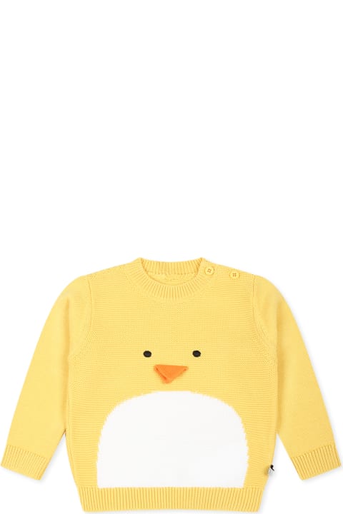 Topwear for Baby Girls Stella McCartney Kids Yellow Sweater For Baby Boy With Chick