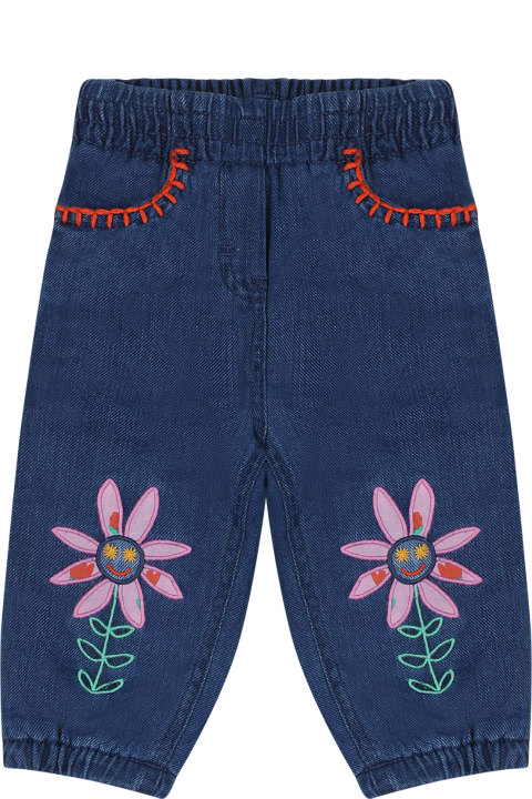 Bottoms for Baby Girls Stella McCartney Kids Blue Jeans For Baby Girl With Flowers