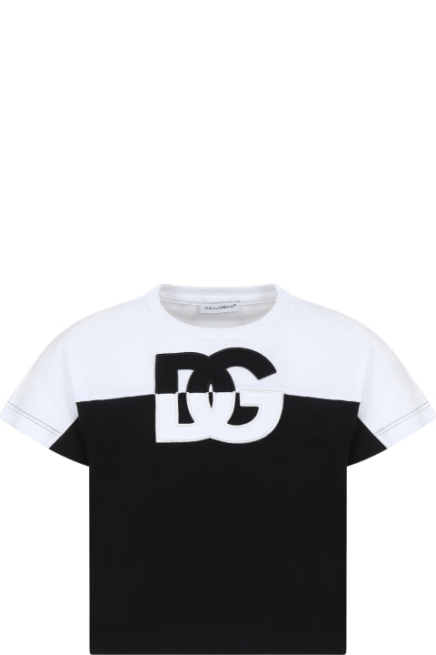 Dolce & Gabbana Sale for Kids Dolce & Gabbana Black T-shirt For Girl With Iconic Monogram