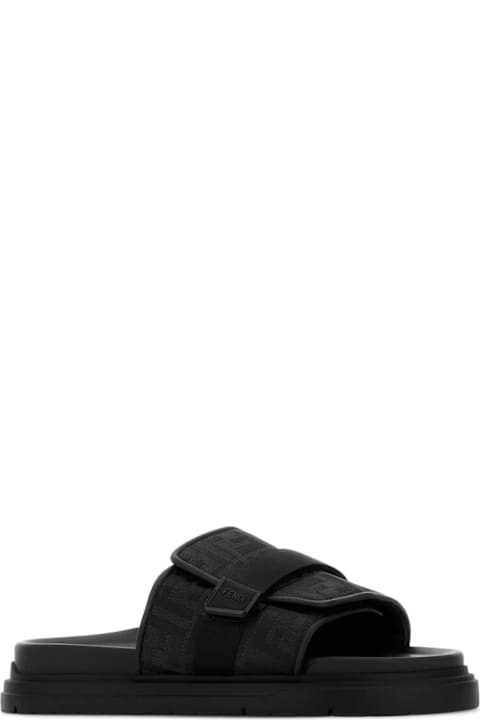 Fendi Black Fabric Chunky Slippers