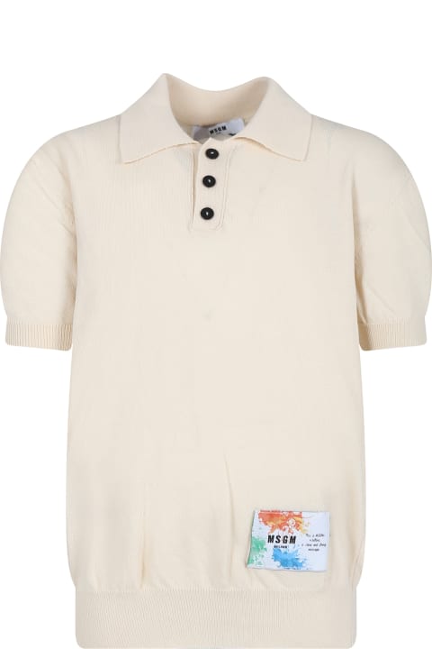 Fashion for Girls MSGM Ivory Polo Shirt For Boy With Logo
