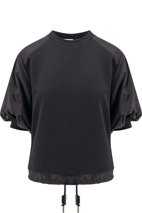 Moncler for Women Moncler Cotton And Nylon T-shirt With Puffed Sleeves