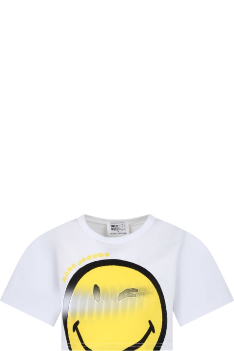 Marc Jacobs for Kids Marc Jacobs White T-shirt For Girl With Smiley And Logo