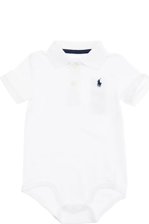 Polo Ralph Lauren Bodysuits & Sets for Baby Girls Polo Ralph Lauren White One-piece With Classic Collar And Pony Embroidery On The Front In Cotton Baby