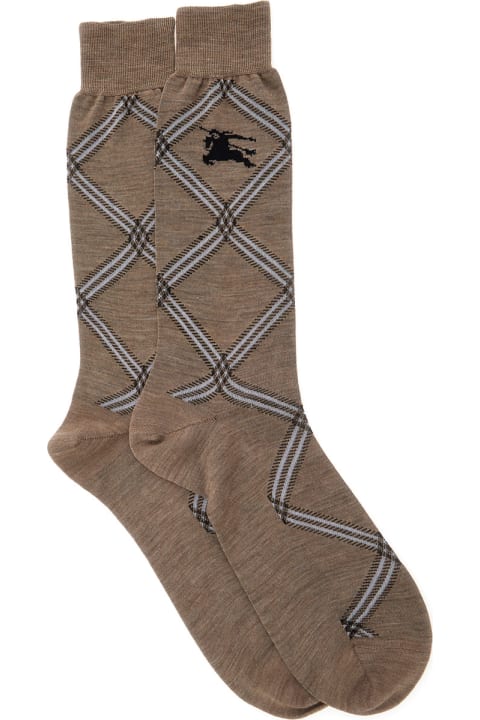 Burberry Underwear for Men Burberry Beige Socks With Equestrian Knight Motif In Wool And Cotton Man