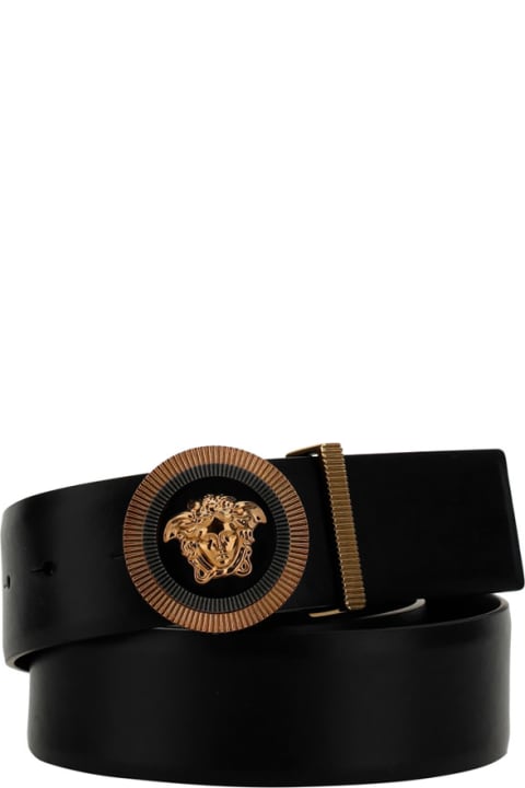 Belts for Men Versace Medusa Biggie Belt In Black Leather