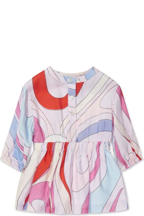 Pucci Bodysuits & Sets for Baby Girls Pucci Shirt Dress With Iride Print In Light Blue/multicolour