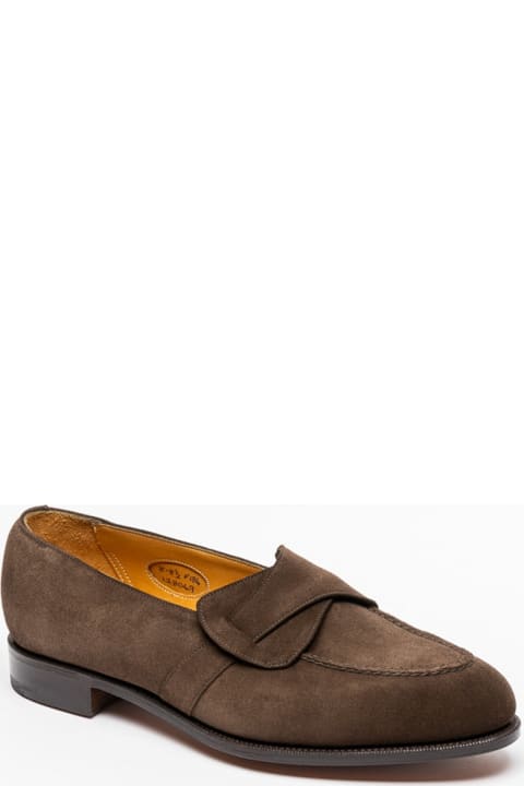 Loafers & Boat Shoes for Men Edward Green Brown Suede Crossed Strap Loafer