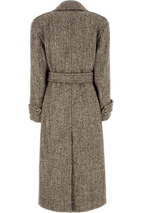 SportMax Coats & Jackets for Women SportMax Melange Brown Wool Blend Denaro Coat