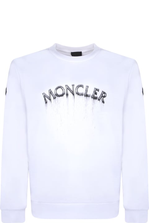 Fleeces & Tracksuits for Men Moncler White Sweatshirt With Front Logo