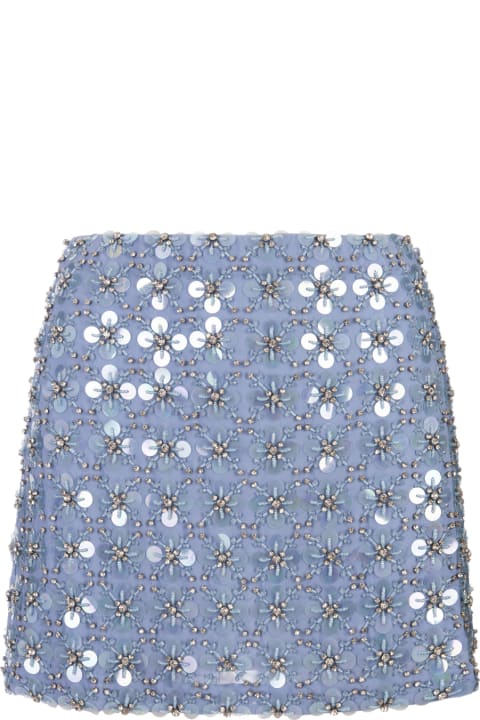 Skirts for Women Parosh Light Blue Full Sequins Ginny Mini Skirt