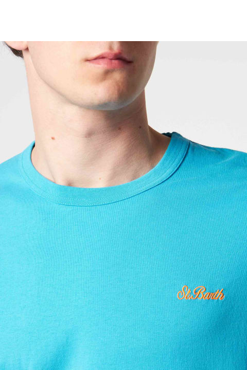 Homeware MC2 Saint Barth Man Light-blue Cotton T-shirt