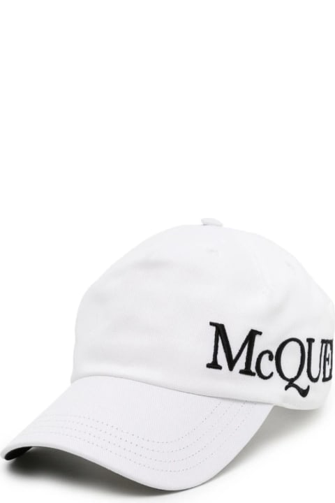 メンズ Alexander McQueenのアクセサリー Alexander McQueen White Baseball Hat With Mcqueen Embroidery