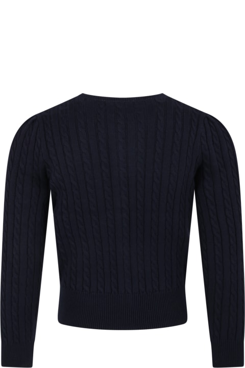 أدوات منزلية Ralph Lauren Blue Cardigan For Girl With Pony Logo