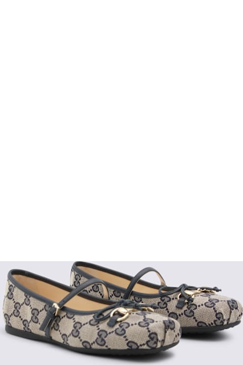 Gucci Beige And Blue Flat