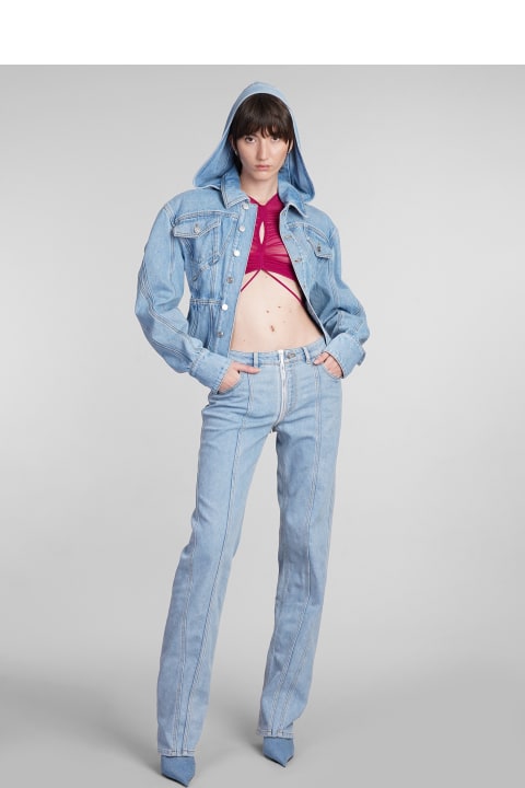 Clothing for Women Mugler Denim Jackets In Blue Denim
