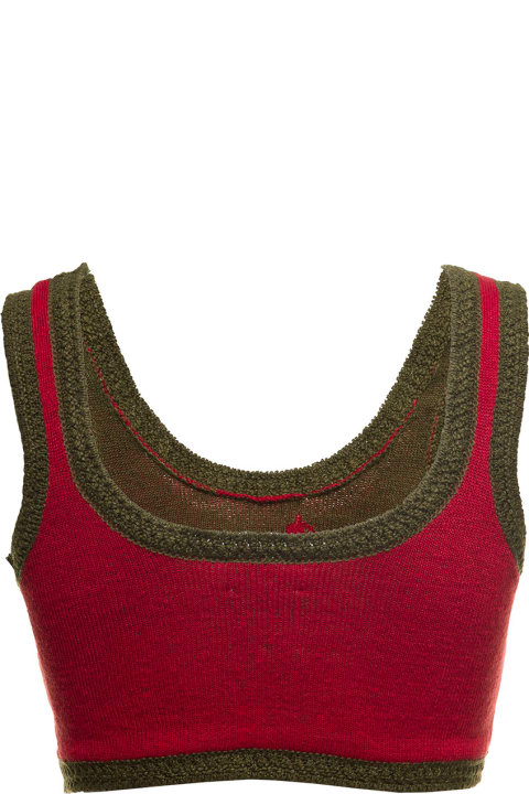 Embroidered Linen Blend Top With Logo