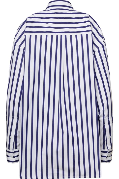 Blue And White Striped Shirt In Cotton Woman