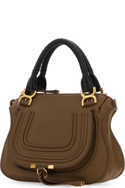 Chloé Totes for Women Chloé Brown Leather Small Marcie Handbag