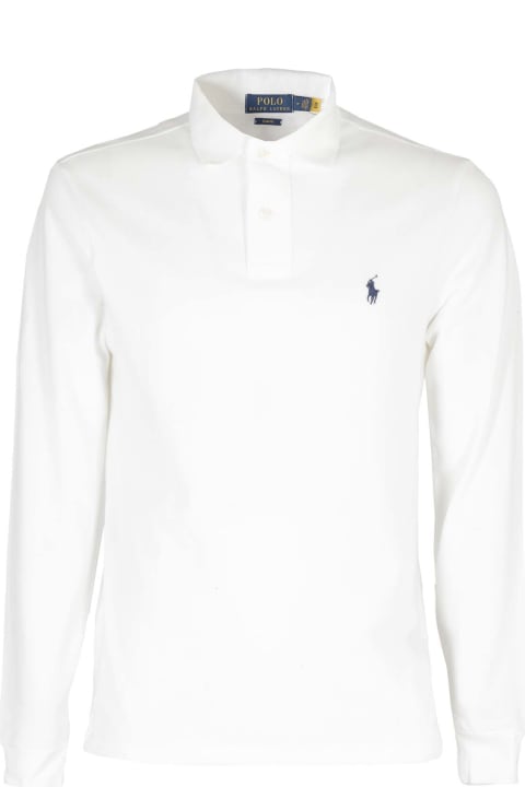 Ralph Lauren Shirts for Men Ralph Lauren White Long-sleeved Slim Fit Polo Shirt