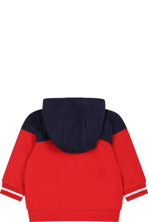 Red Sweatshirt For Baby Boy With Printed Logo