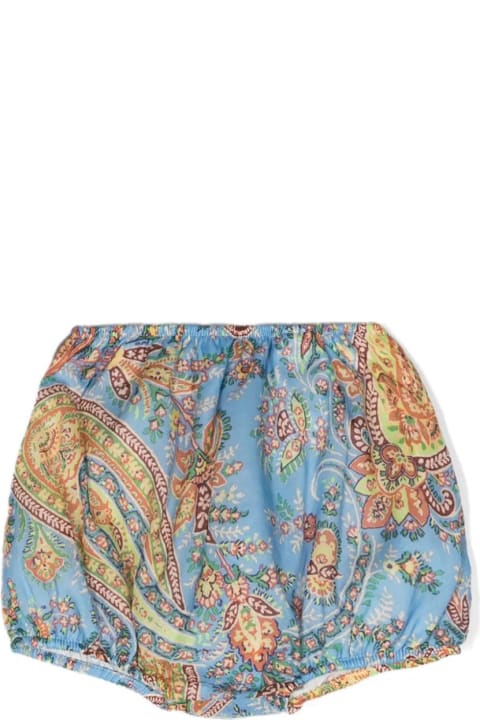 Etro Bottoms for Baby Girls Etro Light Blue Shorts With Paisley Print