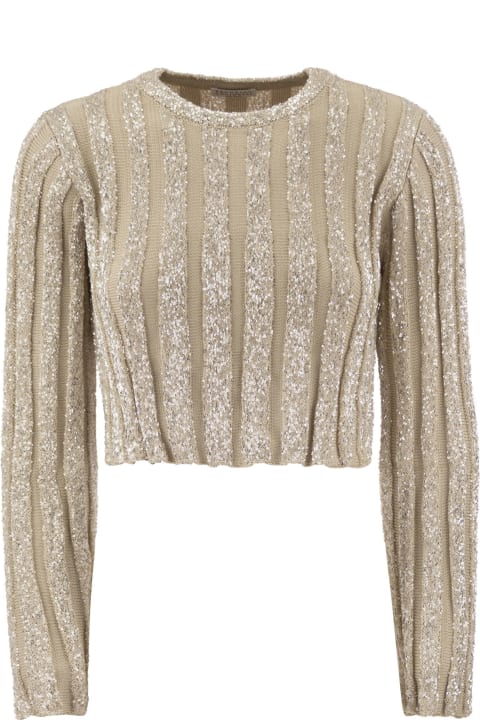 Brunello Cucinelli Sweaters for Women Brunello Cucinelli Sparkling Lightweight Ribbed Crop Top