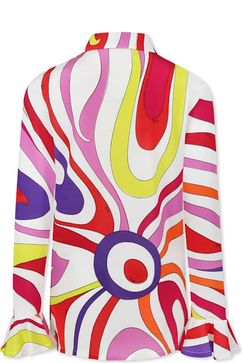 Pucci for Girls Pucci Multicolor Shirt For Girl With Marble Print