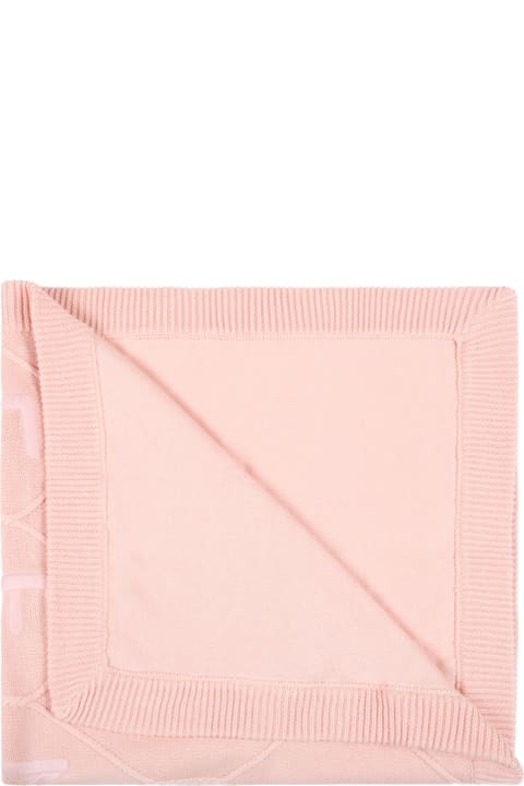 Fendi for Kids Fendi Pink Blanket For Baby Girl With Logo