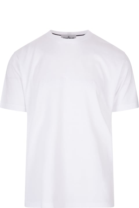 Man White Cotton T-shirt With Embroidered Logo