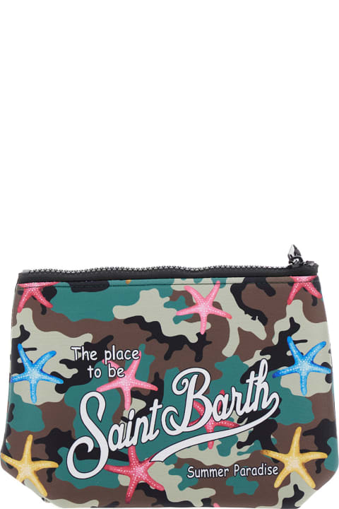Accessories & Gifts for Girls MC2 Saint Barth 'aline' Multicolor Camouflage Pochette With Logo Print In Scuba Fabric Girl