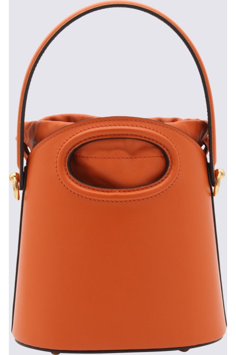 Etro for Women Etro Orange Leather Saturno Bucket Bag