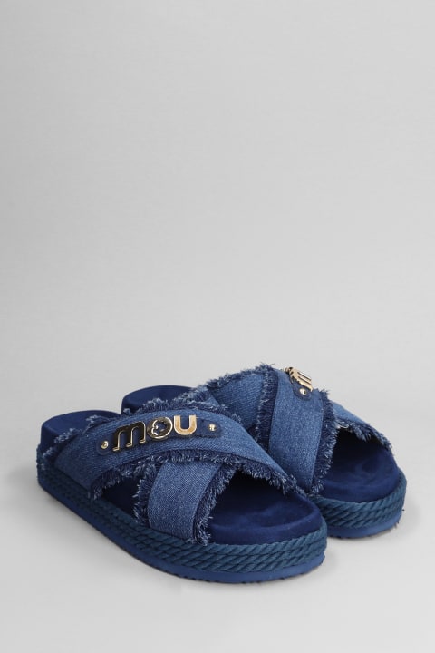 Mou Shoes for Women Mou Crisscross Slipper-mule In Blue Fabric