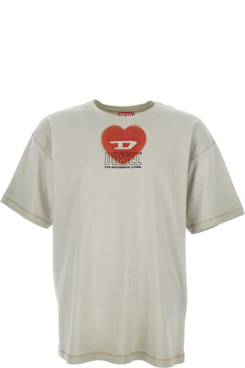 Diesel for Men Diesel Beige 't-buxt-n4' Crewneck T-shirt With Logo In Cotton Man