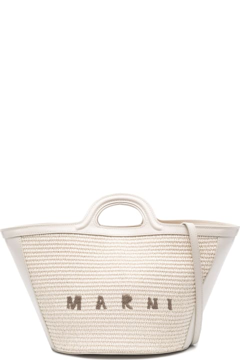 Homeware Marni Shell Tropicalia Summer Bag In Leather And Raffia