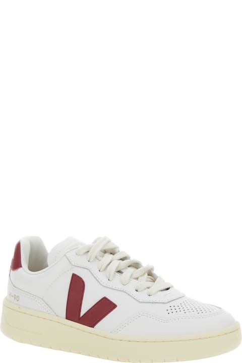 Veja Sneakers for Women Veja 'v-90' White Low Top Sneakers With Logo Patch In Leather Woman