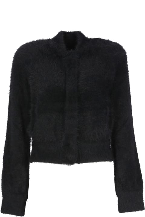 Alberta Ferretti Sweaters for Women Alberta Ferretti Black Faux-fur Cardigan