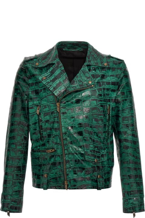 Coats & Jackets for Men Salvatore Santoro Croc Print Leather Jacket