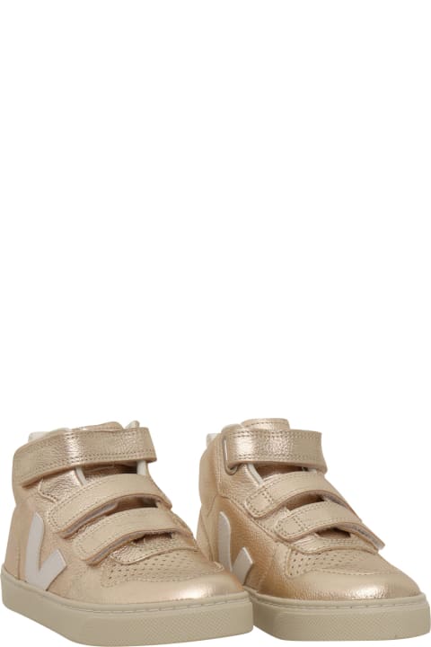 Sale for Kids Veja Small V-10 Mid Chromefree Leather Platine_white Sneakers