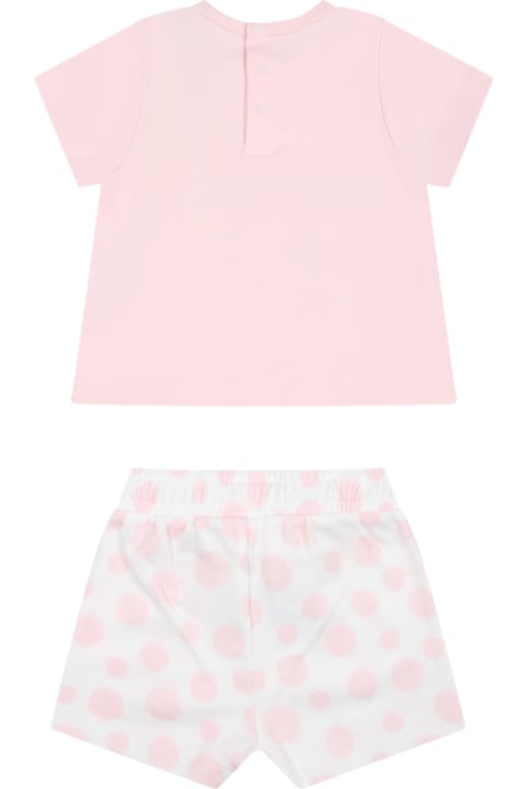 ベビーボーイズ Little Marc Jacobsのボトムス Little Marc Jacobs Pink Suit For Baby Girl With Print And Logo