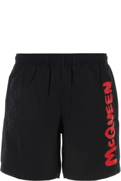Alexander McQueen Pants for Men Alexander McQueen Graffiti Logo Swim Shorts