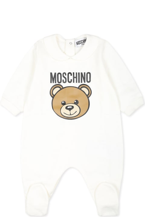 Moschino Bodysuits & Sets for Baby Girls Moschino Ivory Babygrow Set For Babykids With Teddy Bear