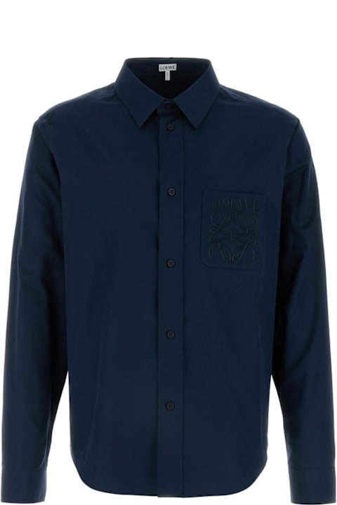 Loewe Shirts for Men Loewe Navy Blue Poplin Shirt