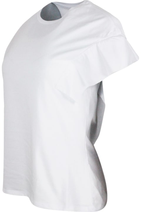 Lorena Antoniazzi Topwear for Women Lorena Antoniazzi Round Neck T-shirt In Cotton Jersey With Flared Cap Sleeves