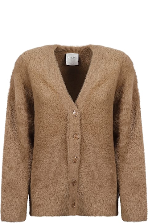Homeware Forte_Forte All-over Fur Applique V-neck Cardigan